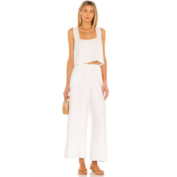 Show Me Your Mumu Kick Back Pants & Cara Crop Top Set White Size M - Picture 1 of 8